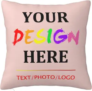 Personalised Cushion Covers with Photo Text, Custom Double Sided Pillowcase with Print Picture Logo, Design Your Own Pillow Covers for Chair Bedroom,Customised Gifts for Family for Birthday Christmas