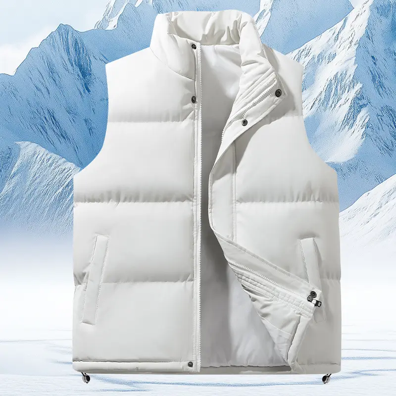 Men's Fashion Stand Collar Vest Winter Thick Warm Sleeveless Coat Casual Versatile Waistcoat Menswear Outfit