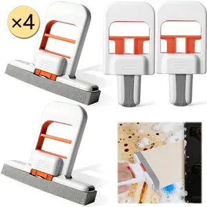 4Pcs Mini Foldable Desktop Mop - Portable Self-Squeeze Sponge Cleaning Tool, Wet and Dry Use Cleaning System, Mini Mop for Kitchen Counter, Bathroom, Glass