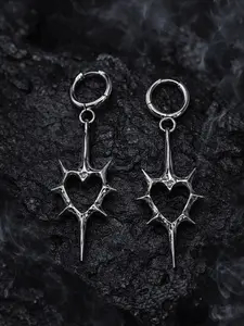 Heart Thorn Dangle Earrings Hollow Heart Spiked Design Gothic Style Trendy Jewelry for Party Daily Wear Birthday Gift