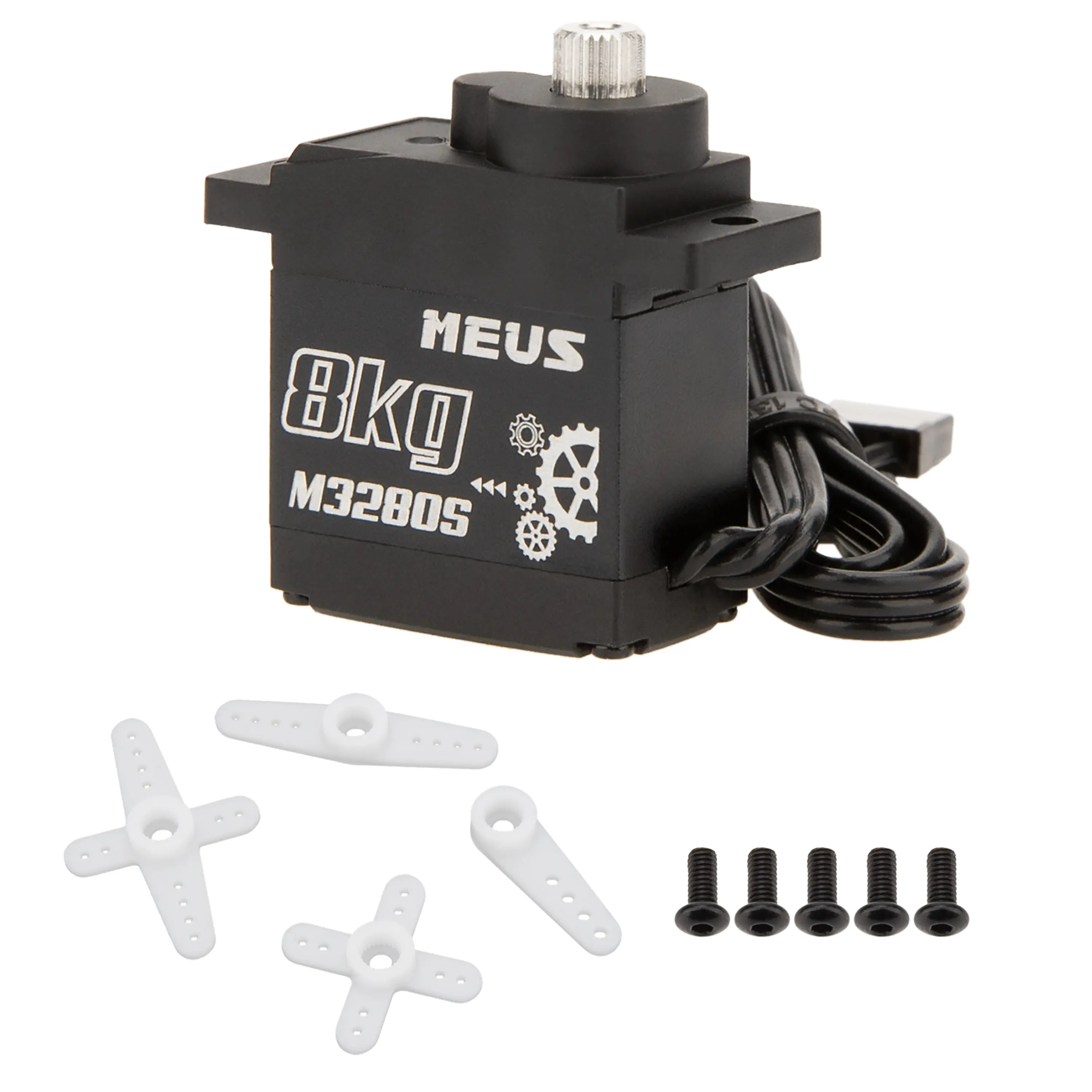 MEUS RACING 8KG Digital RC Micro Steering Servo with Servo Horns, 4.8V Voltage Range, Enhanced Durability, Greater Wear-Resistance for Axial SCX24, Traxxas TRX4M, 1/10, 1/18, 1/24 RC Crawlers (M3280S)