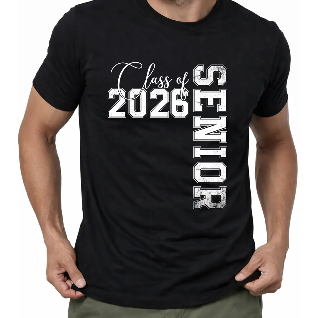 Men's 2026 Graduation Shortsleeve T-Shirt - Unisex Baggy Relaxed Fit, Ribbed Breathable Cotton Graphic Tee with Vibe Street Style Apparel
