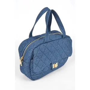 Quilted Denim Weekender Duffle Gym Bag