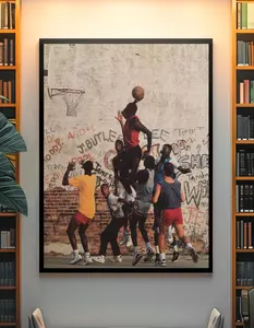 Vintage Street Basketball Wall Art, Retro 90s Hoop Photography Print, Urban Basketball Poster for Man Cave Garage Decor, Gift for Basketball Fans, Framed/Unframed Option