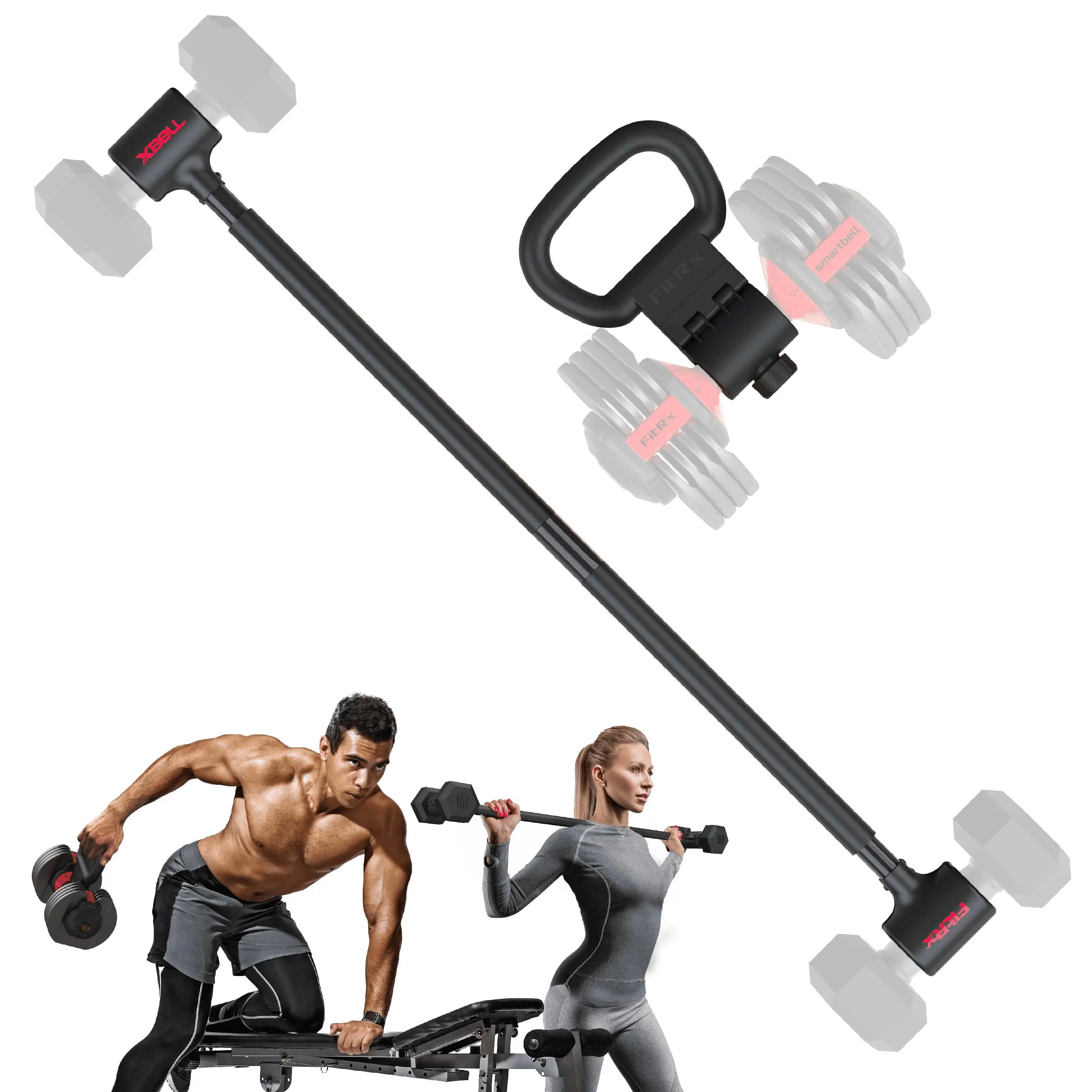 Bell System Dumbbells to Barbell Converter, Dumbbell to Curl Bar, Macebell and Kettlebell Handle