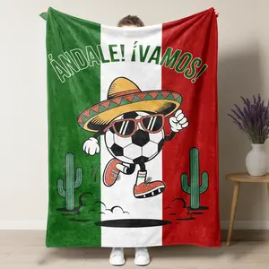Mexico Flag Soccer Blanket - "¡Ándale ¡Vamos!" Funny Soccer Ball with Sombrero Fleece Throw - Mexican Heritage & Fútbol Pride Gift for Fans - Soft Cozy Blankets for World Cup Game Day