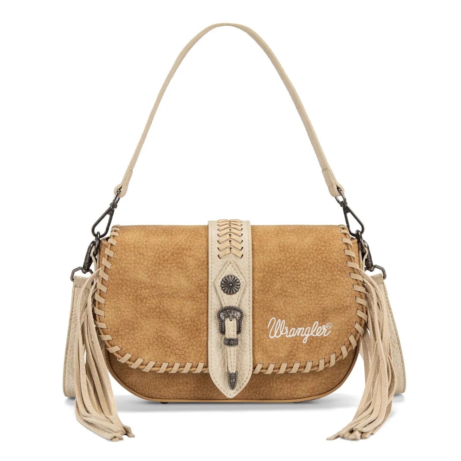 Wrangler Western Hobo Bag for Women Crossbody Bags with Tassels, Braided Trim & Adjustable Strap