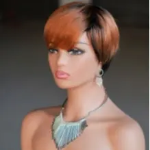 Black Root Ombre Warm Orange-Brown