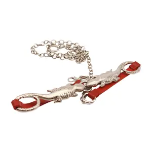 Women's Fashion Belt Hip Waist Silver Metal Chain Links Gecko Lizard Charm S M L Red