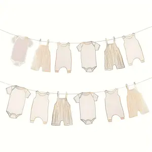 Neutral Gold Baby Shower Bunting, 12pcs Baby Shower Banner Set, Baby Shower Decorations, New Baby Party, Girl Boy Baby Shower Decor, Hanging