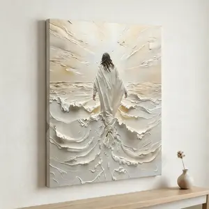 Jesus Walking on Water   Christian Canvas Print Faith Based Spiritual  Inspirational Religious   Divine Light Poster for Bedroom Living Room Prayer Room Church  Aesthetic Home  Meaningful Gift Idea for Family Friends wall decor art perfect festival