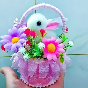 Handmade Woven Flower Basket with Artificial Flowers, Perfect Gift for Mother's Day and Birthdays, Home Decor Essential