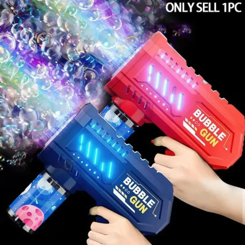 Electric Bubble Machine, Automatic Bubble Gun, Handheld Gatling Bubble Gun, Light Version, Kids Toy, Includes 50ML Bubble Solution, Party Bubble Machine