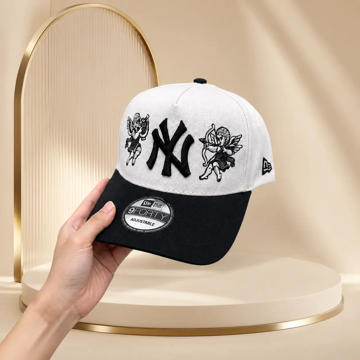 New era Retro Angel Graphic NY Monogram Baseball Cap Combo | Premium Structured High Profile Curved Bill Hat | Black Green Streetwear Pack new