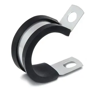 KMC Medium Duty Galvanized Steel Cushion Clamp with EPDM Rubber, .375 in. Dia, .281 in. Hole, Corrosion Resistant, 50 Pieces, .032 In. Material Thickness