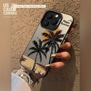 for Apple Mobile Phone Case Laser Beach Palm Tree Happy Summer16/15/14/13/12/11/XS/X/7/8/Mini/Pro/Plus/Pro Max Protective Case