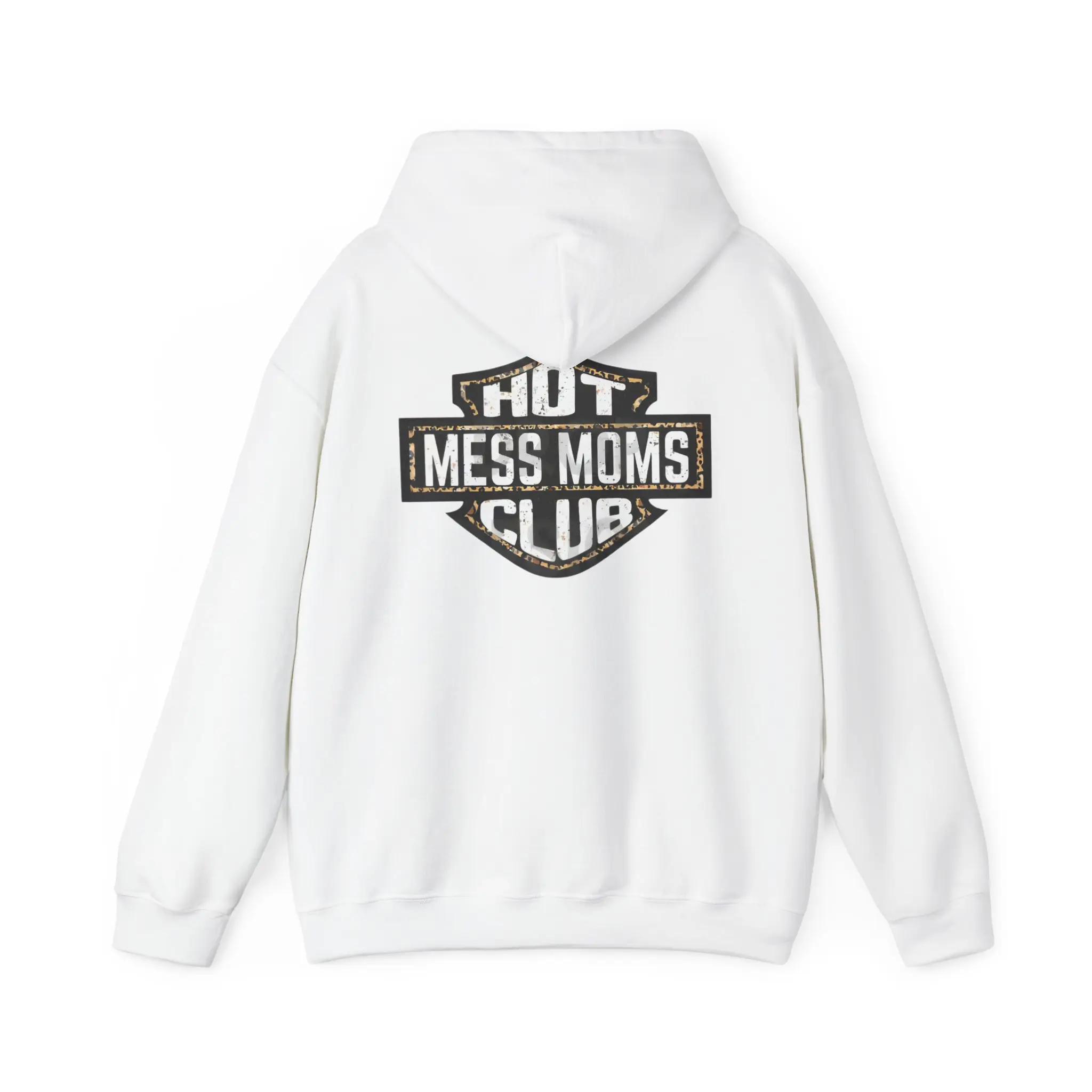 Hot Mess Moms Club Hoodie | Retro Badge Mom Life Sweatshirt