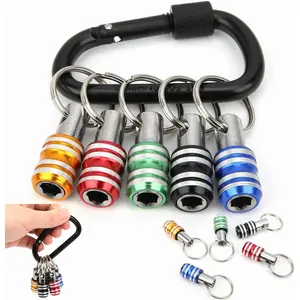 Bit Holder 1/4 inch Hex Shank Screwdriver Bits Holder Extension Bar Keychain Screw Adapter Drill Change Hand-held Screwdrivers Drill Bits Holder Portable