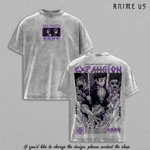 Yuta Okkotsu Rika Jujutsu Kaisen Anime Shirt Vintage Washed Oversized Tee Purple Graphic Back Print Heavy Cotton Streetwear Manga Tee Gift for Anime Fans