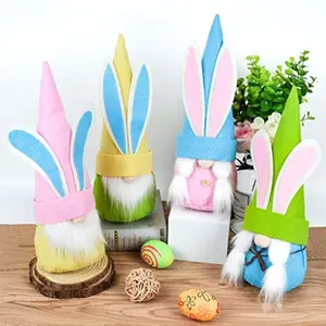 4 Pcs Easter Gnome Faceless Plush Bunny Gnomes for Easter Theme Party Favor, Easter Eggs Hunt, Basket Stuffers Filler, Classroom Prize Supplies