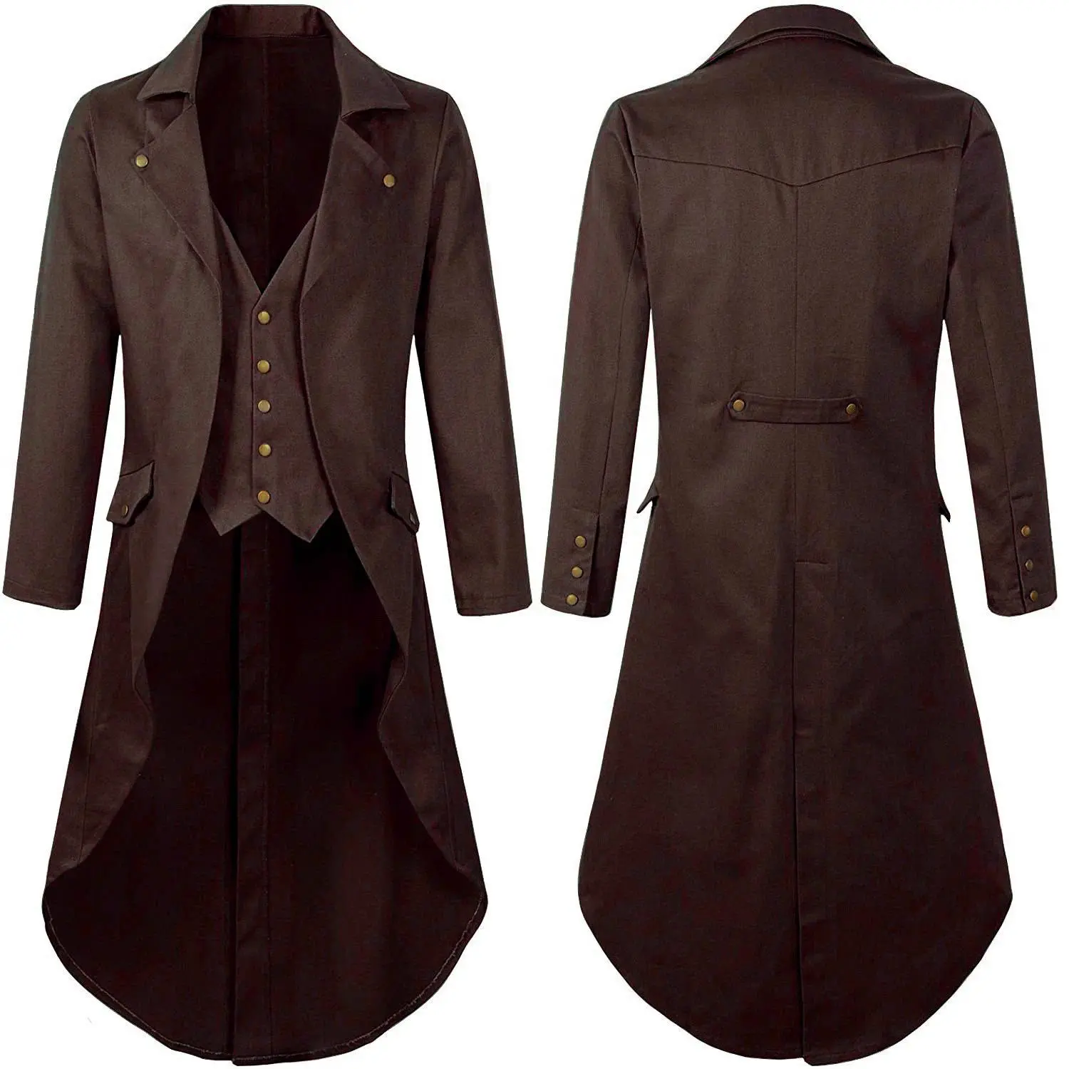 Men's Retro Single-Breasted Victorian Frock Coat - Long Tailcoat Suit Jacket for Halloween Cosplay, Stage Wear Clothes, Menswear, Male, Long Jacket
