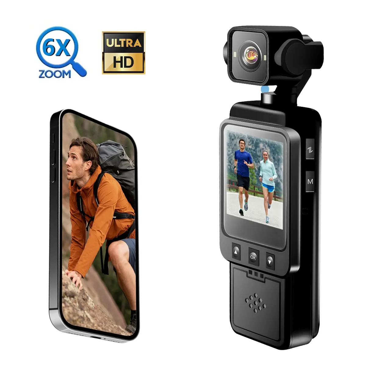 Handheld Camera for Vlogging, 6x Zoom Vlogging Camera with 270° Rotatable Lens, 1080P HD, Loop Recording for Daily Vlog, Sports & Travel Selfie, Wifi Sports Camera, Video Recording Camera, Video Blog Camera
