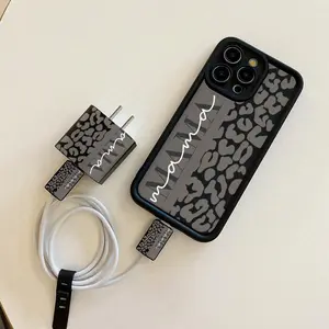 Leopard-pattern Phone Case with Charger Saver & Cable Protector & Storage Rope, Anti-drop Cellphone Protective Case, Total Protective Shockproof Mobile Phone Cover for iPhone, Casing, Smartphone, TPU Smartphone Cover