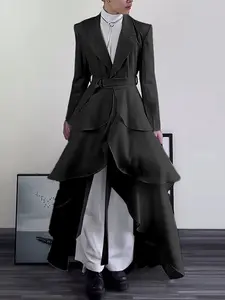 INCERUN Men's Fashion Elegant Formal Pleated Party A-Line Skirt Suit, Long Sleeve, Casual Western Style, Spring & Fall Season, Perfect for Parties, Menswear