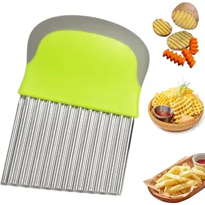 Crinkle Cutter For Veggies, Potato Cutter For Fries, Stainless Steel Blade, Potato Slicer French Fry Crinkle Cutter, Crinkle Chopper Wavy Cutting Tool For Potatoes,Carrots,Cucumbers