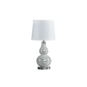 YYDS 19.5" In Mirror Glass Mosaic Silver Chrome Polyresin Table Lamp