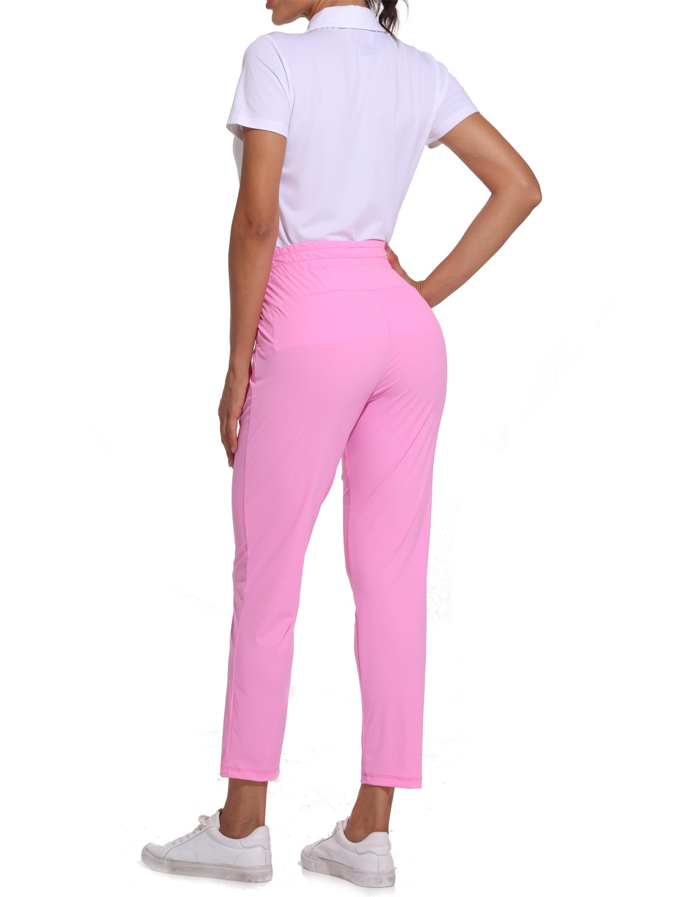 7/8 Golf Pants for Women, Lightweight Athletic Sweatpants with Pockets, Gym Work Travel Casual Trousers