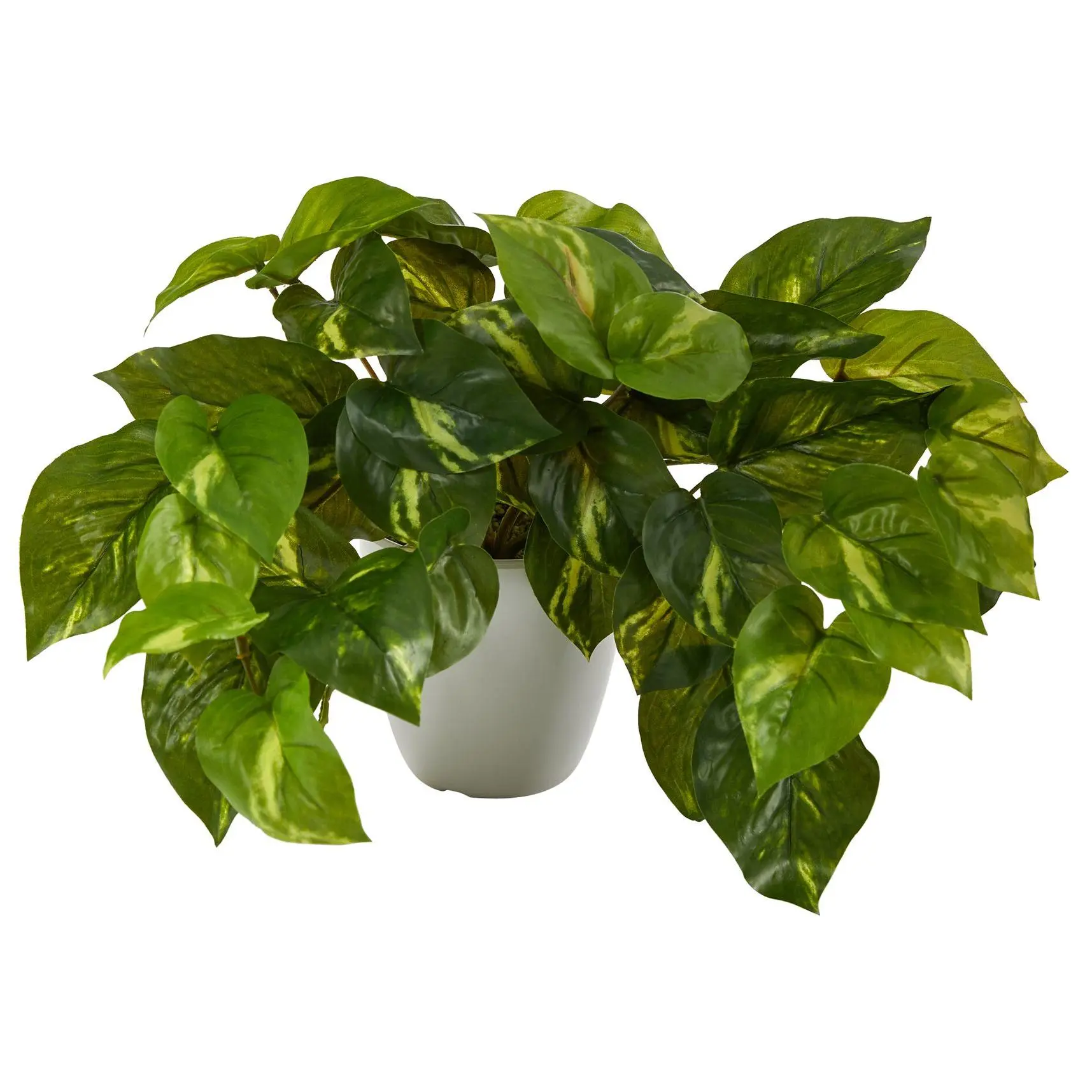 Nearly Natural 9" Pothos Artificial Plant in White Planter Nearly Natural 9" Pothos Artificial Plant in White Planter