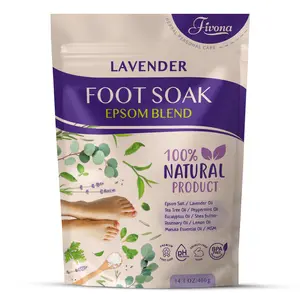 Fivona Foot Soak Epsom Salt with Lavender Oil - 14.1 oz - Calming Foot Bath Salt, Relax & Renew Tired Feet, Soften Calluses - Rejuvenating Pedicure Spa at Home