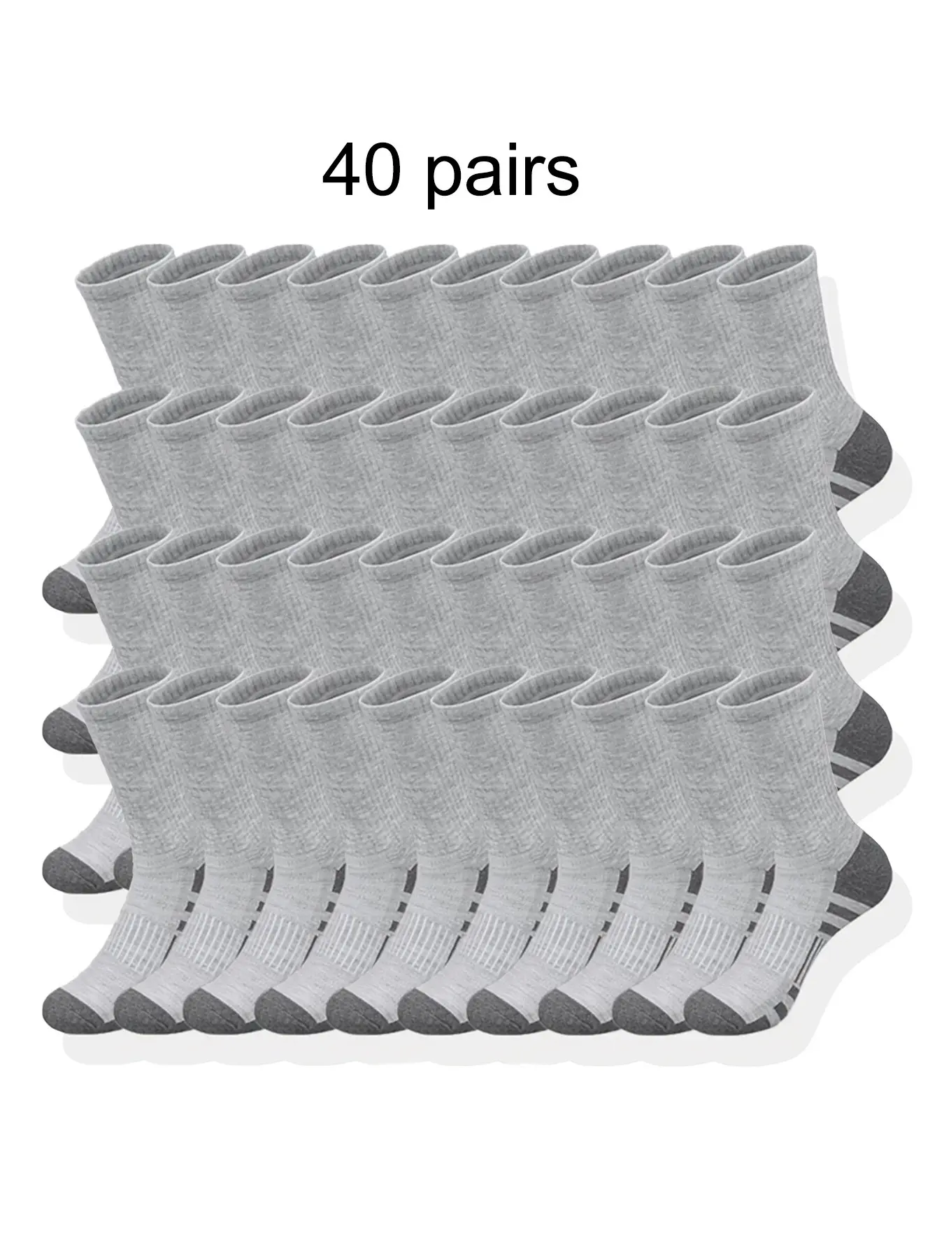 40 pairs of men's classic mid-calf socks in a set - breathable, comfortable, and moisture-resistant, suitable for casual outdoor wear in all seasons. Machine washable, striped knit fabric, polyester material