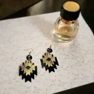 "Crue"- Handmade Distressed Gold Aztec earrings