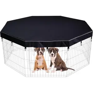Sun/Rain Proof Dog Playpen Cover Provide Shade and Security for Indoor Outdoor Fits 24 Inch 8 Panels Pet Playpen (Playpen not Included)