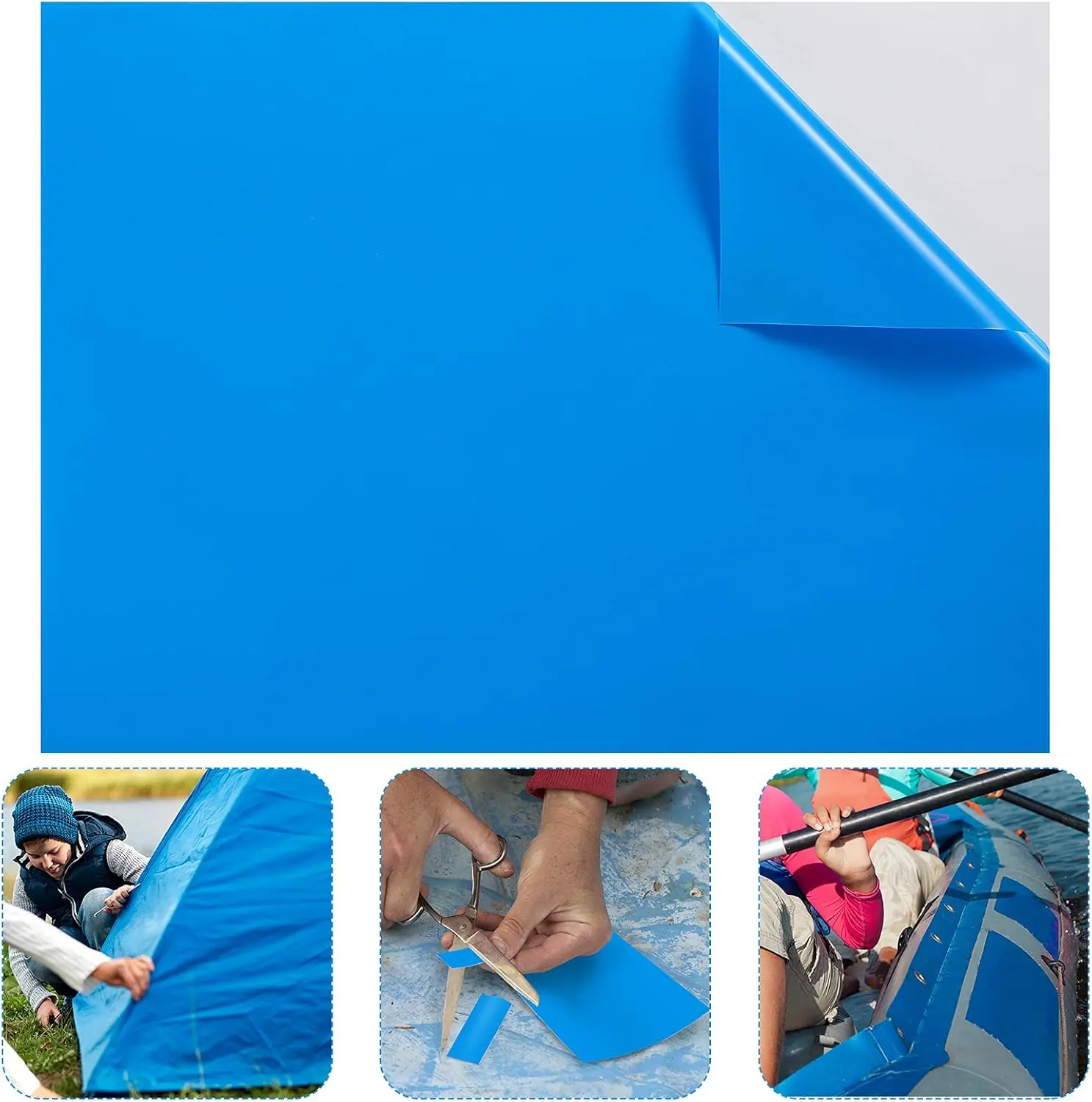 Extra Large Pool Liner Repair Patch 2.8 ft x 4.1 ft Blue Self Adhesive Vinyl Pool Patch Repair Kit for Christmas Bounce House Above Ground Pools Inflatable Floats Toys Snow Tube