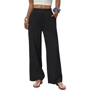 Women's Wear Sampeel Wide Leg Pants Woman 2026 Flowy Palazzo High Waisted Trousers with Pockets Summer Cruise Outfits for Women