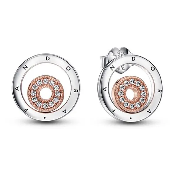 Pandora Signature Two-tone Logo Circles Stud Earrings 282314C01 Pandora Signature Two-tone Logo Circles Stud Earrings 282314C01