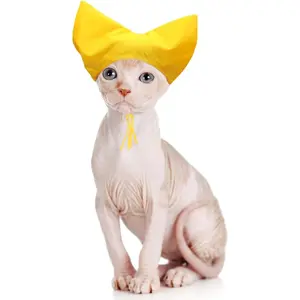 Pet Shower Cap - Waterproof Shower Caps for Sphynx Reusable Cats Ear Protection Bath Cap with Adjustable Strap Ear Covers for House Cats Small Dogs Puppy Pet Grooming Accessories (Yellow)