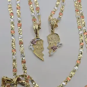 BEST FRIENDS beautiful necklaces set breakable with roses  three colors chain gold-plated 2 chains included