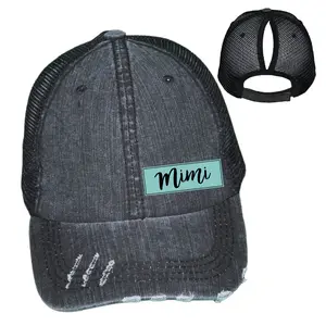 Mimi Ponytail Hat, Custom Leather Patch Cap, Grandma Hat Personalized Trucker Hat, Custom Ponytail Cap, Mimi Cap, Mother's Day Gift Hat