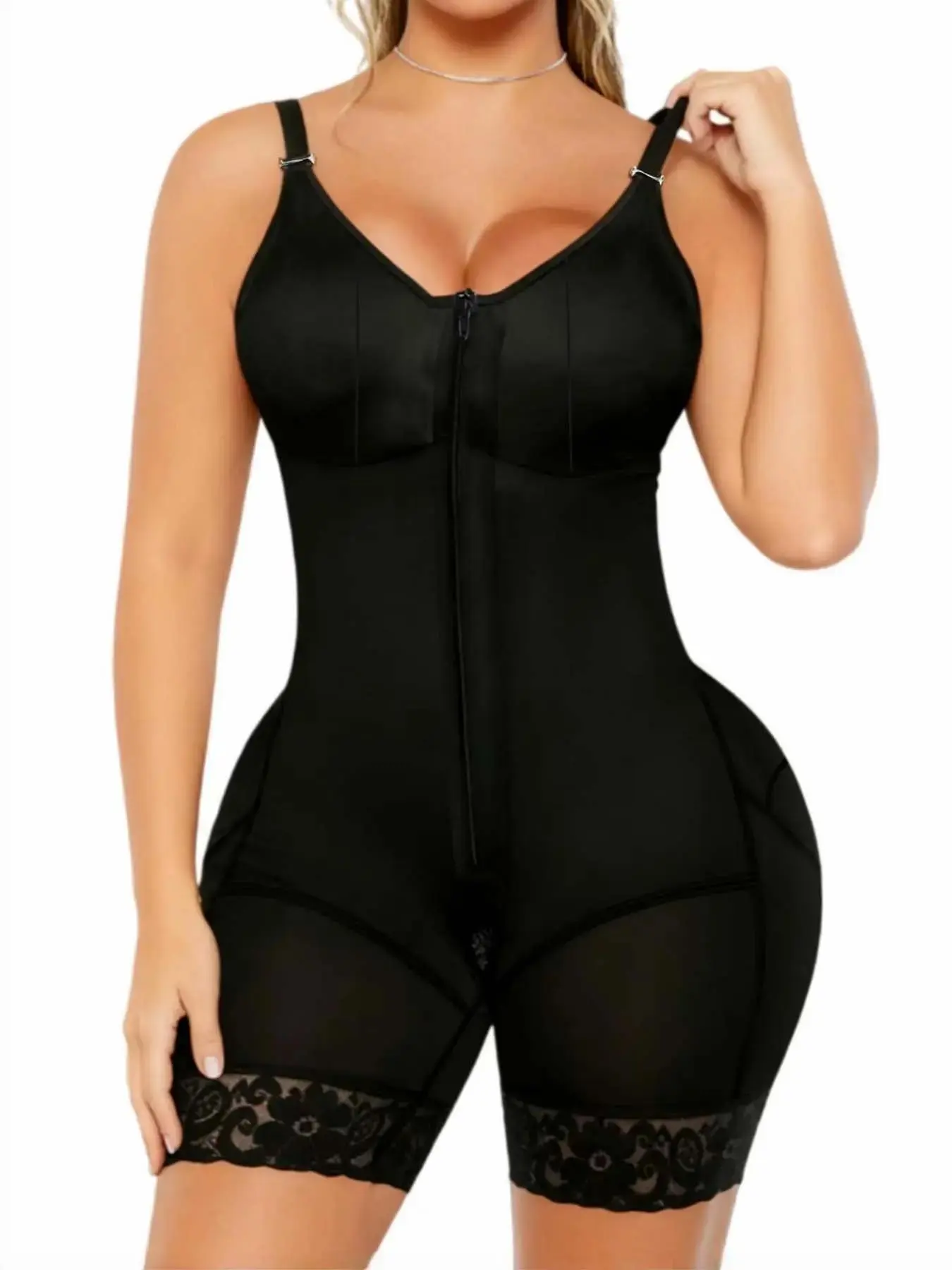 Premium Colombian Shapewear Jumpsuit with Bra, Everyday, High Compression Adjustable Zipper Body Shaperwear, Sculpt Your Silhouette Bodysuit, Fajas, Butt Lifting And Tummy Control Body Shaper, Underwear