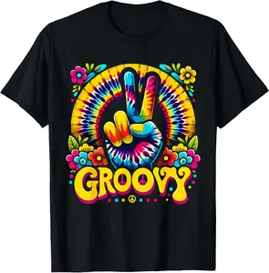 Tie Dye Groovy Peace Sign Hippie T-Shirt