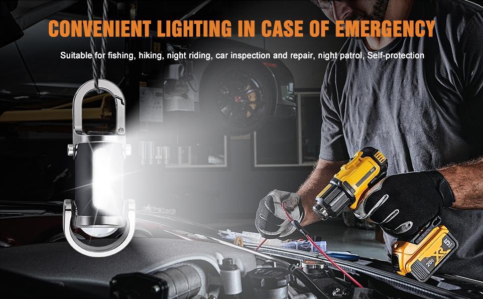 LED Flashlight Keychain Light, USB-C Rechargeable Torch with Hanging Hook, 200 Lumens Super Bright, Compact Emergency Lantern for Camping, Hiking, Home, Office, Power Outages - Long Runtime LED Flashlight, Hiking Essentials, Modern Lighting, Durable Build