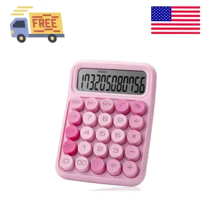 Mechanical Switch Calculator - 12 Digit Large LCD Display, Pink with Big Buttons
