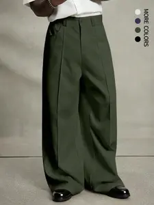 Casual Wide Leg Plaid Pants 2026 Versatile Loose Fit Button Trousers Lightweight Comfortable All Seasons