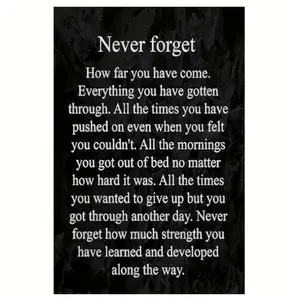 Inspirational Canvas Wall Art - 'Never Forget How Far You Have Come' Quote, Frameless 12X18" Motivational Poster for Office, Bedroom, Classroom Decor, Perfect for Room Decor