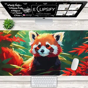 Red Panda Mouse Pad, Kawaii Desk Mat, Red Panda Desk Mat, Animal Mouse Pad, Forest, Gamer Mouse Pad, Gamer Desk Mat