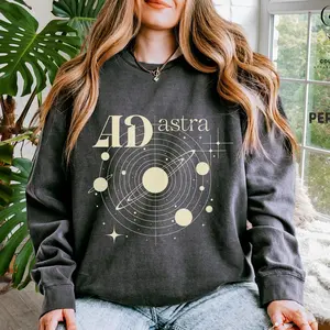 Ad Astra Solar System Comfort Colors Sweatshirt, Celestial Themed Lightweight Apparel, Latin Inspirational Astronomy Shirt